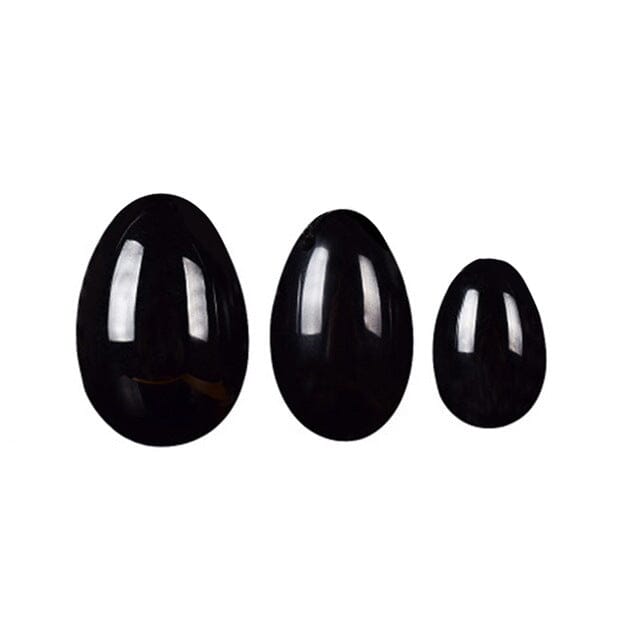 Natural Obsidian Yoni Egg Set With WandYoni Eggs3 eggs without holes