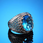 Aquamarine Turkish Ring - 925 Sterling SilverRing