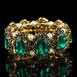 Vintage Style Big Emerald and Sapphire Stone Crystal Bangle BraceletBraceletemerald green