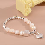 Simple LOVE Heart Bead Chain Pearl BraceletBracelet