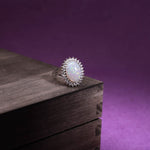 Charming White Fire Opal Zircon Oval RingRing