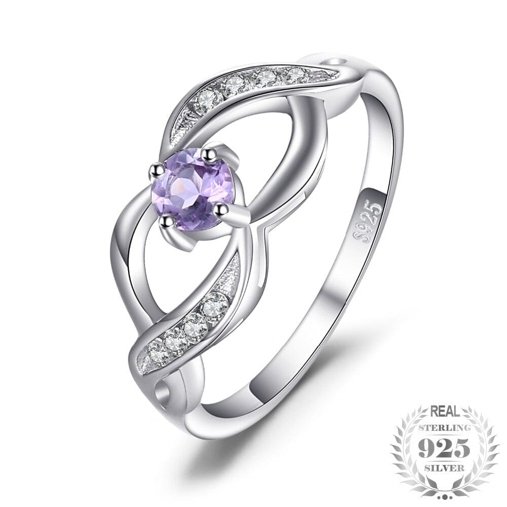 Infinity Round Natural Amethyst - 925 Sterling SilverRing8