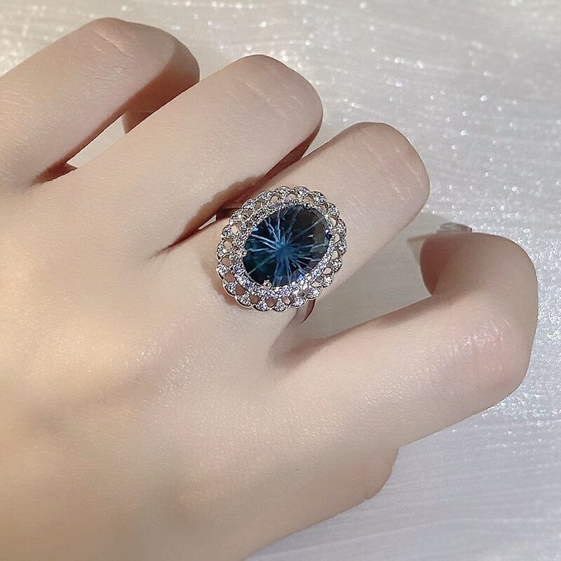 Couture Fireworks Blue Topaz Ring - 925 Sterling SilverRing