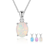 Blue, Pink & White Opal Pendant NecklaceNecklaceWhite