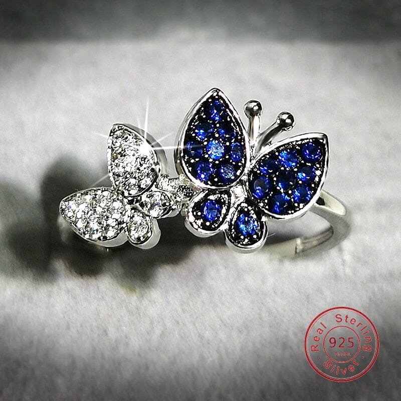 Luxury Shine Butterfly Sapphire Crystal Ring - 925 Sterling SilverRing6