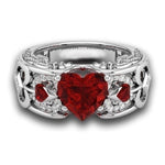 Romantic Ruby Heart With Zircon Couple RingsRing
