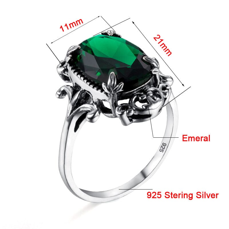 Luxury Vintage Fashion Emerald Ring - 925 Sterling SilverRing