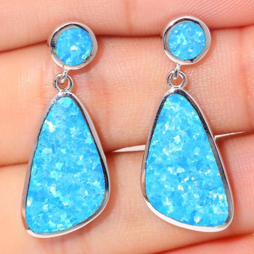 Blue Fire Opal Drop EarringsEarrings