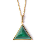 Aquamarine, Malachite And Clear Quartz Triangle Amulet NecklaceNecklace24K Gold PlatedMalachite