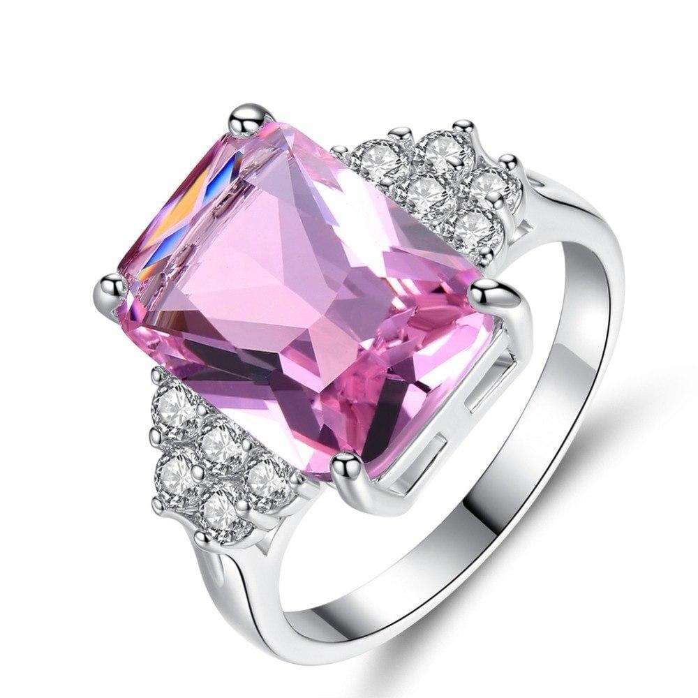 Bright Pink Tourmaline Silver Plated RingRing6