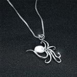 Octopus White Blue Opal Oval Stone Necklace - 925 Sterling SilverNecklace