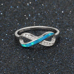 Eternity Cross Blue Opal Infinity Weave Ring - 925 Sterling SilverRing