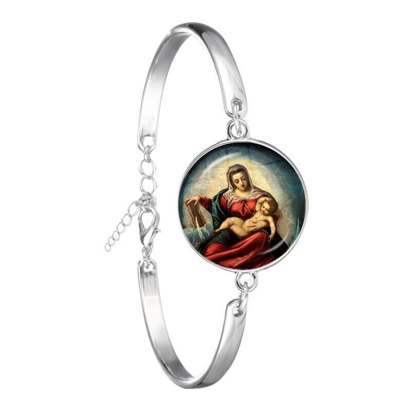 Our Lady of Guadalupe WWJD Glass Dome BraceletBracelet7