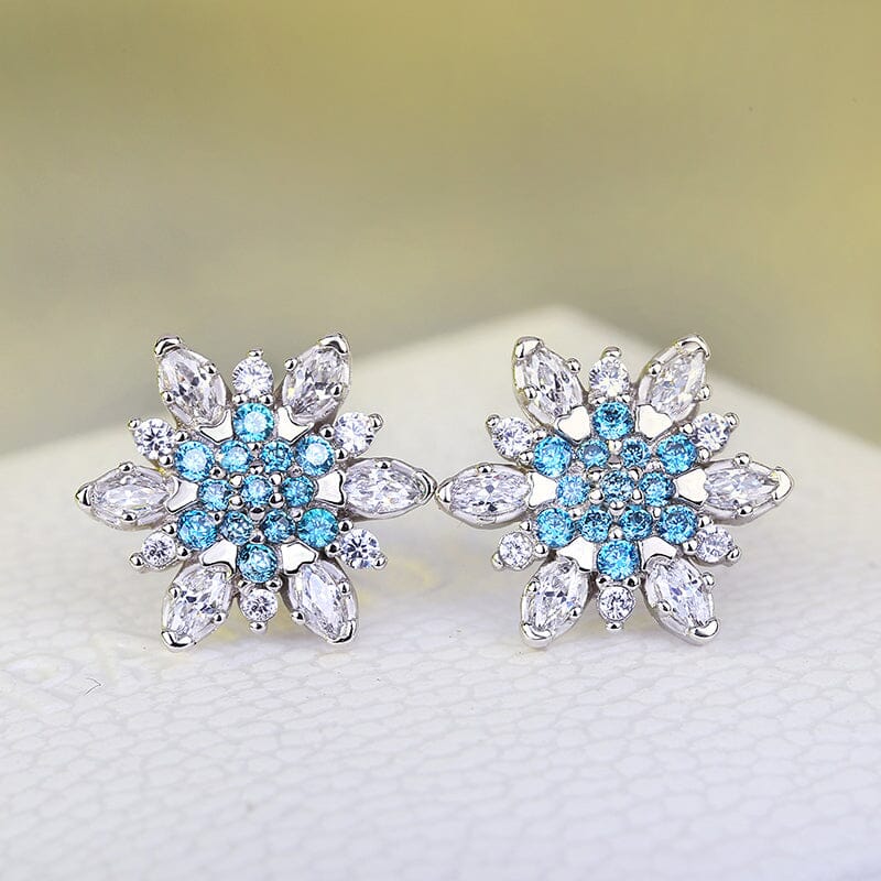 White Zircon Silver Jewelry Snowflake Stud EarringsEarrings