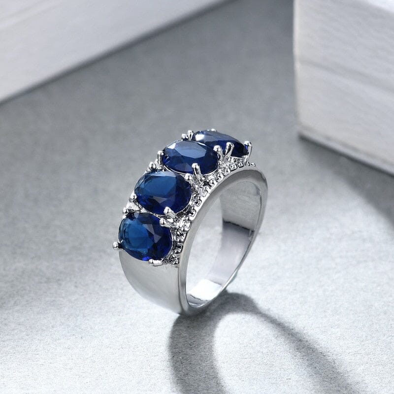 Simple Luxury 4 Sapphire Ring - 925 Sterling SilverRing