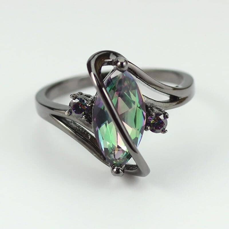 Rainbow Topaz Black Gold Plated RingRing