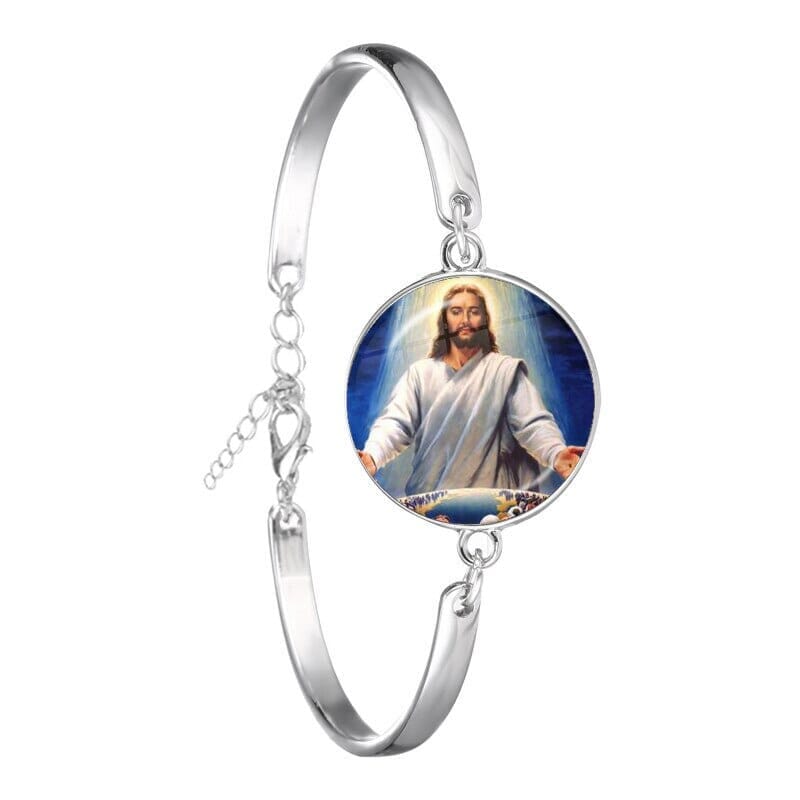 Our Lady of Guadalupe WWJD Glass Dome BraceletBracelet15