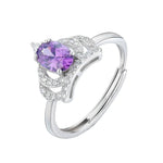 Amethyst Zircon Crown Adjustable Ring - 925 Sterling SilverRing