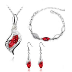 Elegant Party Crystals Jewelry SetJewelry SetSilver Red