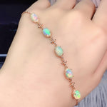 Genuine Natural Opal Bracelet 5*7MM Colorful Gemstone Bracelet - 925 Sterling SilverBracelet