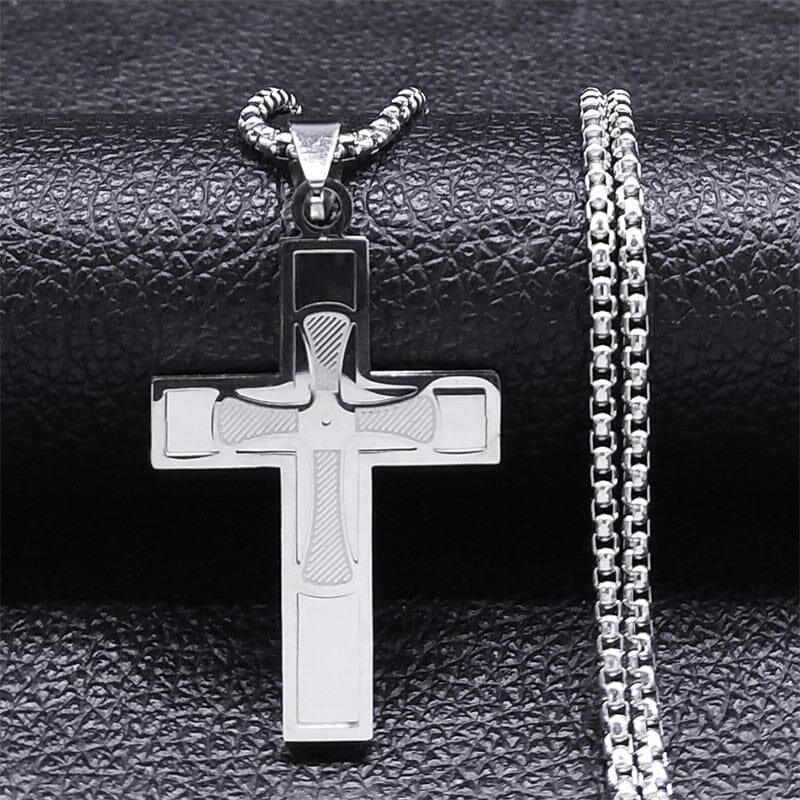 WWJD Cross Christian Prayer Necklace - ( Stainless Steel Gold )Necklace