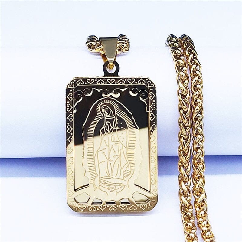 WWJD Virgin Mary Medal Our Lady of Guadalupe NecklaceNecklace