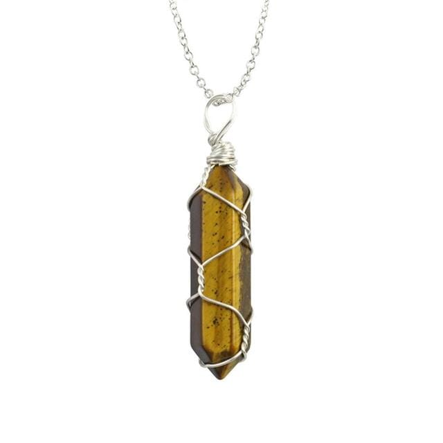 Natural Healing Rock Crystal Pendant NecklaceNecklaceSilver-Tiger Eye