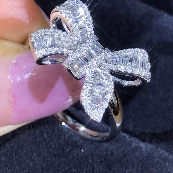 Korean Stylish Princess Bowknot Diamond Ring - 925 Sterling Silver 925Ring5