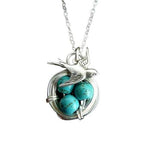 Vintage Turquoise Magpie Pendant Necklace - 925 Sterling SilverNecklace