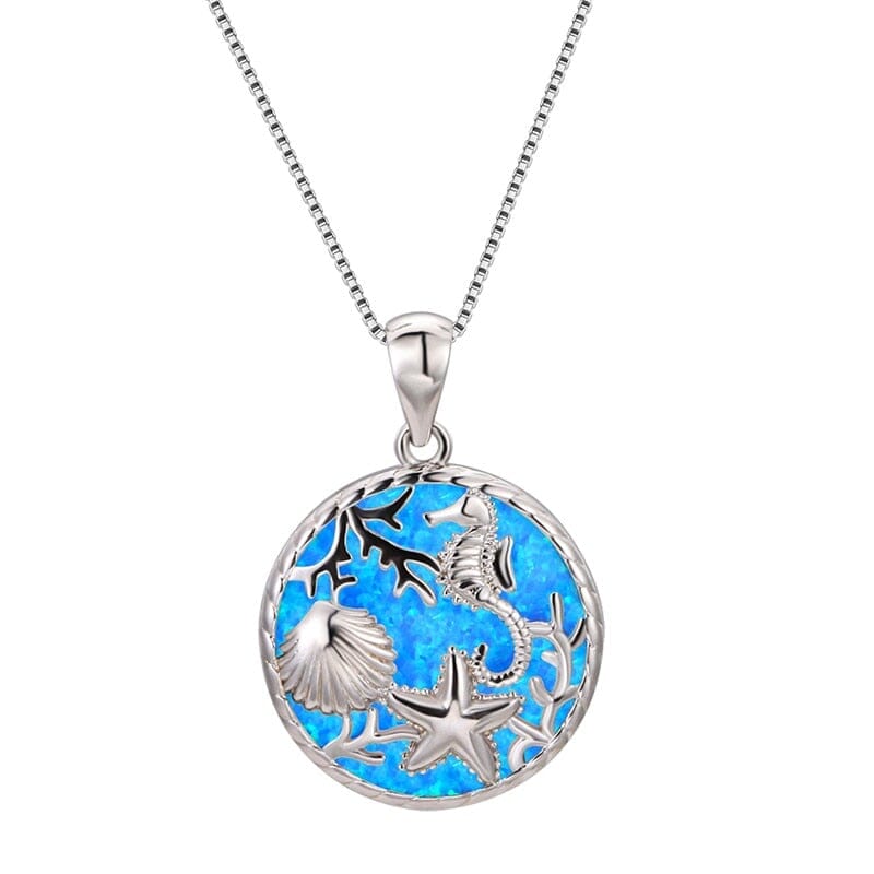 Dainty Ocean Star Opal Pendant NecklaceNecklacesBlue Opal