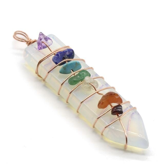 Handmade Wrap Pendulum 7 Chakra Sword PendantPendantSea Opal