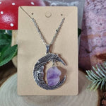 Amethyst Crystal Wire Wrapped Moon Gothic NecklaceNecklaceS2