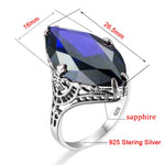 Huge Elegant Emerald Ruby Sapphire Ring - 925 Sterling SilverRing