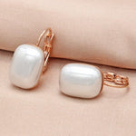 Simple Elegant Square Simulated-pearl Dangle Earrings - 585 Rose GoldEarrings