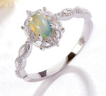 Pink Fire Opal Ring in Rose / White Gold - 925 Sterling SilverRing6White