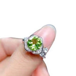 Inlaid Rose Flower Peridot Ring - 925 Sterling SilverRing