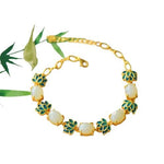 Ancient Gold Hetian Jade Lotus Bracelet - S925Bracelet