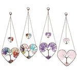Natural Gemstone Tree of Life Feng Shui Heart Hanging OrnamentHome Decor