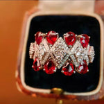 Trendy Lady Red Crystal Ruby Resizeable RingRing