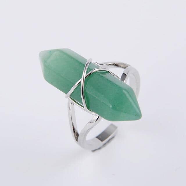 Natural Stone Crystal Ring (Resizeable)Jewelry Setgreen aventurine