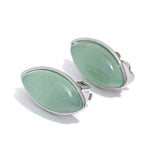 Trendy Elegant Green Aventurine White Agate Clip Stainless Steel EarringsEarringsYH379A green