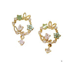 Colorful Rhinestone Wreath Sweet Flower Stud EarringsEarrings