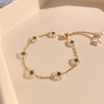 Emerald Pearl Flower BraceletBracelet