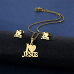 WWJD Trendy Letter I LOVE JESUS Shape Pendant NecklaceNecklacegold 1