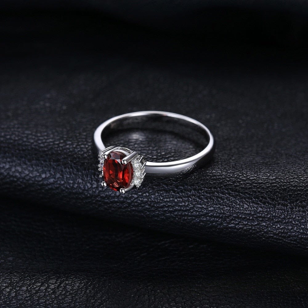 Oval Natural Red Garnet Ring - 925 Sterling SilverRing