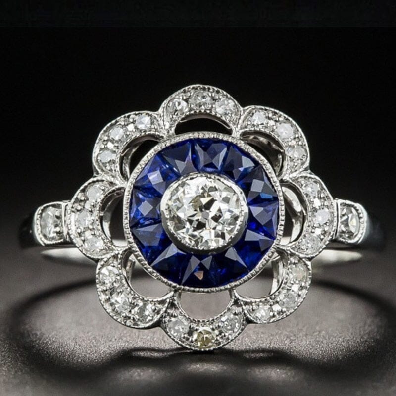 Trendy Flower-shaped Sapphire Sapphire - 925 Sterling SilverRing6