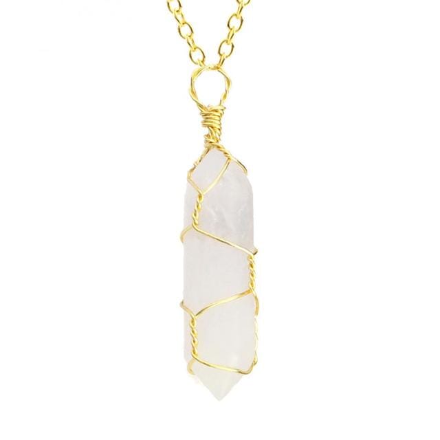 Natural Healing Rock Crystal Pendant NecklaceNecklaceGold-White crystal