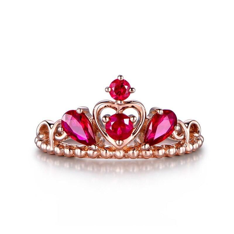 Classic Queen Crown Ruby Ring - 925 Sterling SilverRing6