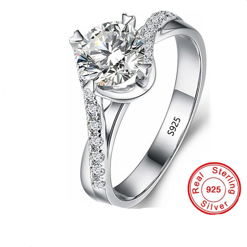Luxury Round Lab Diamond Ring - 925 Sterling SilverRing7