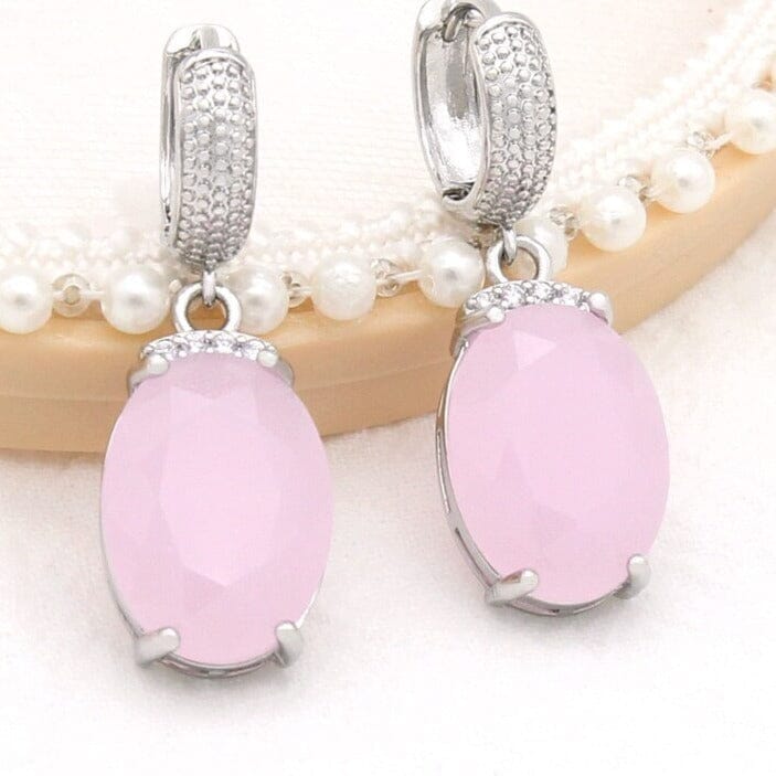 Large Lovely Pink Opal Dangle Earrings - 585 Rose GoldEarringsWGOP